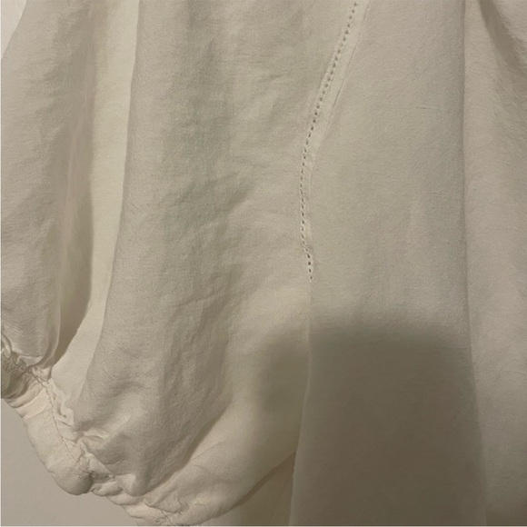 UNIQLO Linen Blend Button Up Short Sleeve Sheer Top Size 10 - Picture 5 of 10
